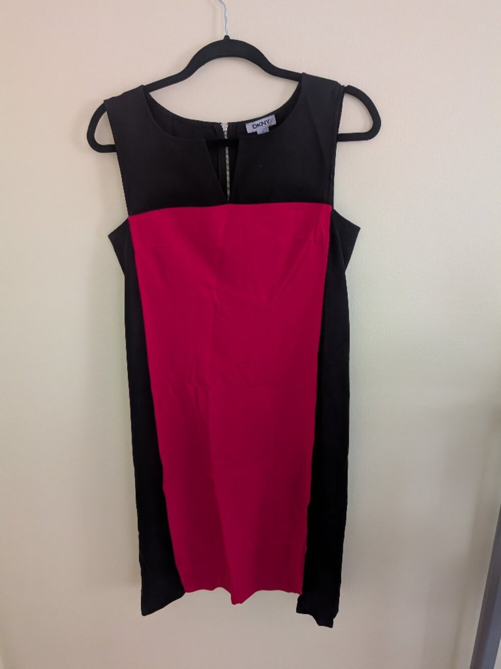 DKNY Red/Black Color Block Dress